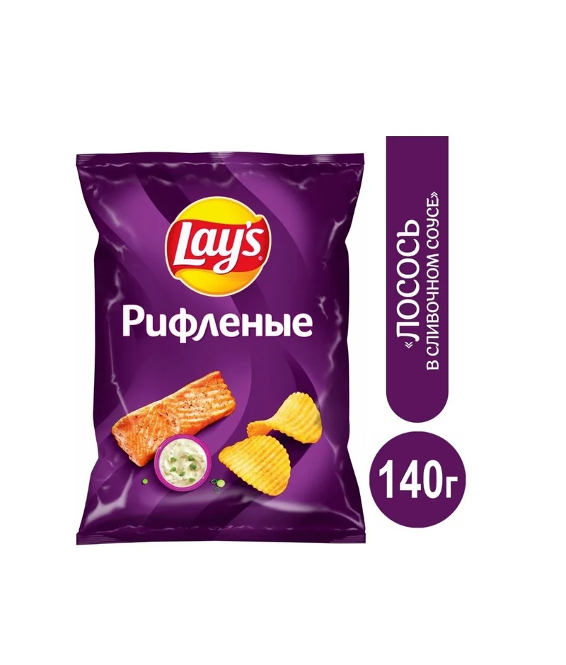Чипсы Lays Рифленые Лосось в сливочном соусе 140г