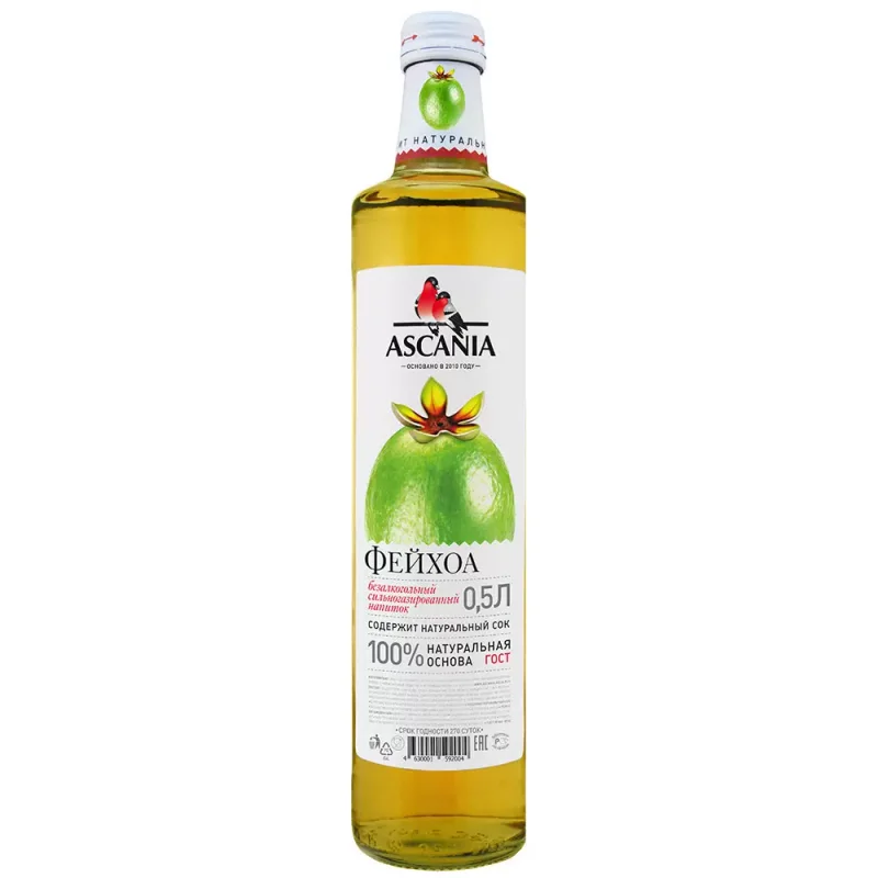 Газированный натуральный лимонад Ascania (Аскания) Фейхоа 0.5 л. стекло