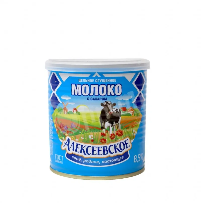 Молоко сгущённое Алексеевское цельное с сахаром 8.5%, 360г