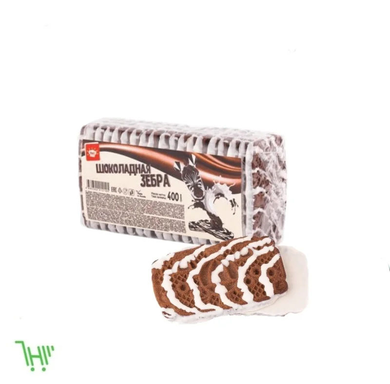 Печенье Ура! Кондитеры Шоколадная зебра со вкусом шоколада и белой глазурью 400 г