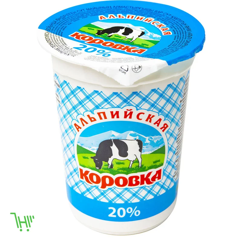 Сметана Альпийская коровка 20% 500гр