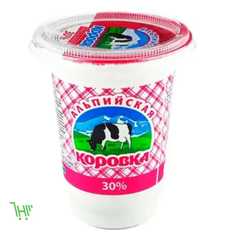 Сметана Альпийская коровка 30% 400гр