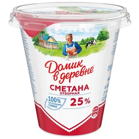 Сметана Домик в Деревнеотборная 25%, 300 г БЗМЖ