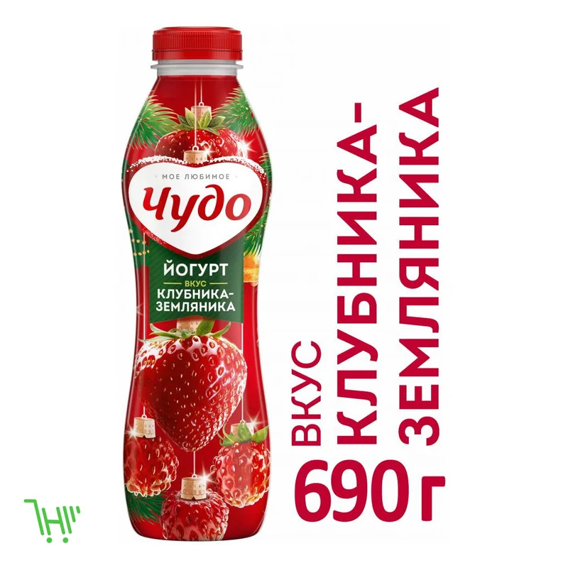 Йогурт «Чудо» фруктовый питьевой клубника-земляника 2.4%, 690 г